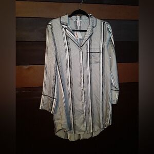 NWT XS Victoria's Secret Sexy Black/white Striped Feminine Nightshirt